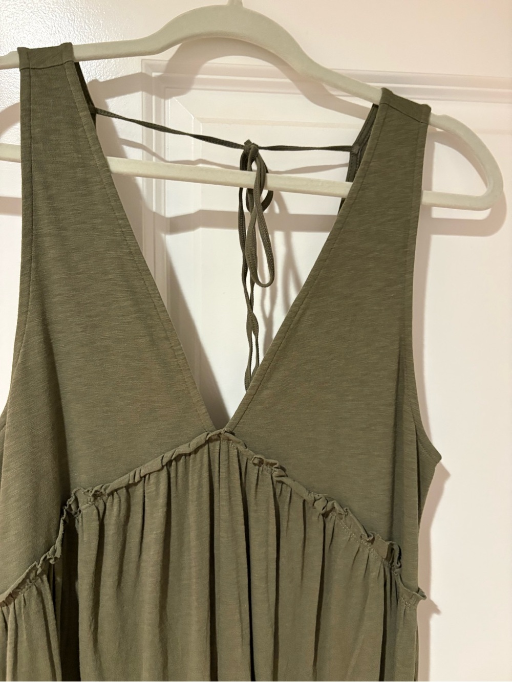 AE Sunchaser Knit Olive Green Sleeveless V-Neck Jumpsuit - Picture 2 of 4